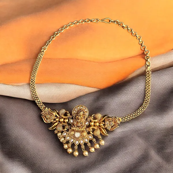 Maroon_Pearl_Choker_Traditional_Temple_Necklace_Goddess_Laxmi_Jewellery_Set_With_Jhumki_Earrings_For_Women