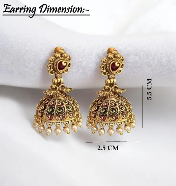 Golden_Fashion_Jewellery_Gold_Plated_Peacock_Design_Pearl_Jhumki/Jhumki_Earrings_For_Women_Traditional_Earrings_For_Girls