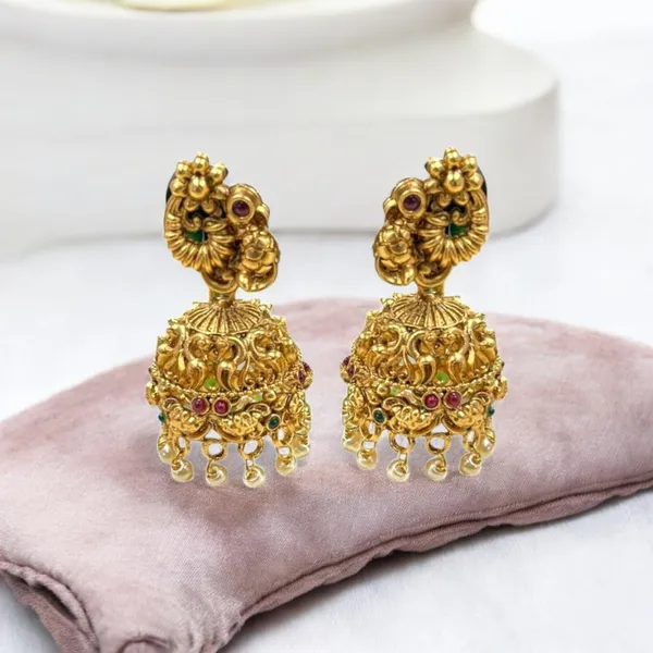Golden_Fashion_Jewellery_Gold_Plated_Peacock_Design_Pearl_Jhumki/Jhumki_Earrings_For_Women_Traditional_Earrings_For_Girls