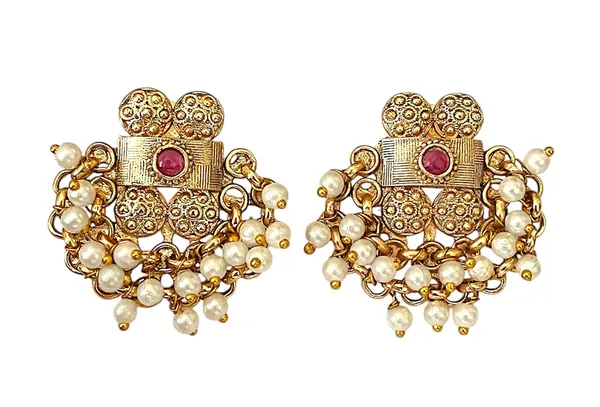 Multicolour__Traditional_Temple_Design_Gold-Plated_Pearl_Drop_Earrings_for_Women