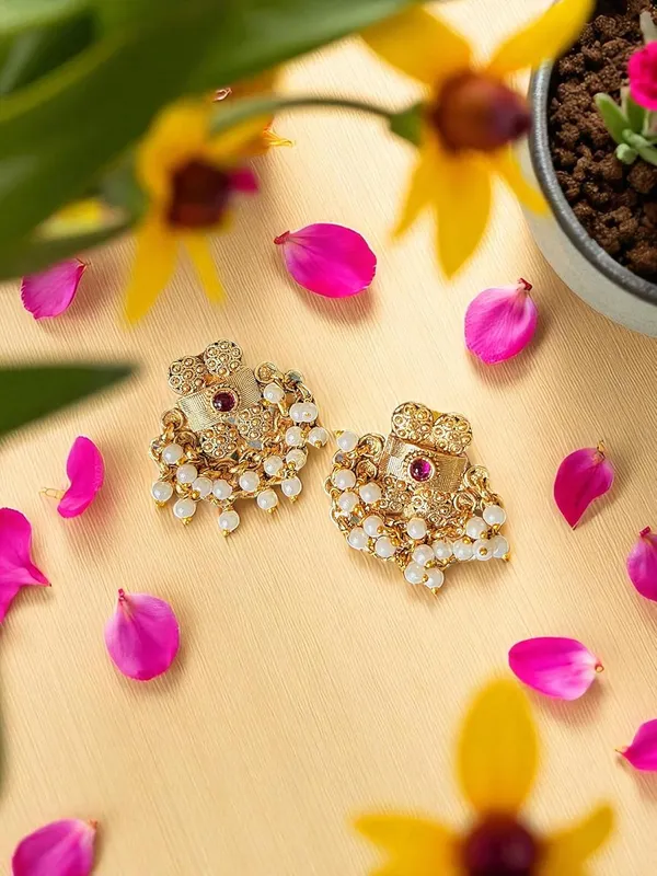 Multicolour__Traditional_Temple_Design_Gold-Plated_Pearl_Drop_Earrings_for_Women