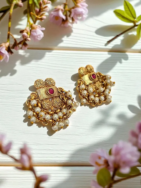 Multicolour__Traditional_Temple_Design_Gold-Plated_Pearl_Drop_Earrings_for_Women
