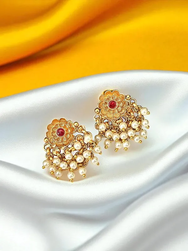 Multicolour__Traditional_Temple_Design_Gold-Plated_Pearl_Drop_Earrings_for_Women