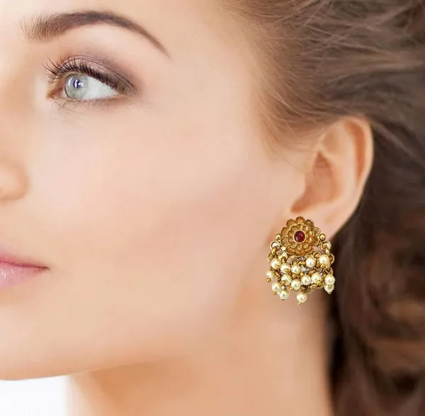 Multicolour__Traditional_Temple_Design_Gold-Plated_Pearl_Drop_Earrings_for_Women