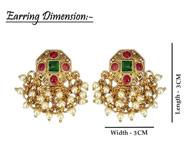 Multicolour_Traditional_Temple_Design_Gold_Plated_Pearl_Drop_Earrings_For_Women