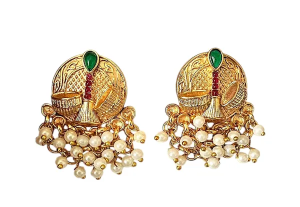 Multicolour__Traditional_Temple_Design_Gold-Plated_Pearl_Drop_Earrings_for_Women