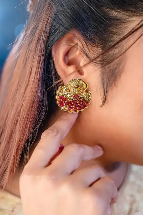 Multicolour__Traditional_Temple_Design_Gold-Plated_Pearl_Drop_Earrings_for_Women