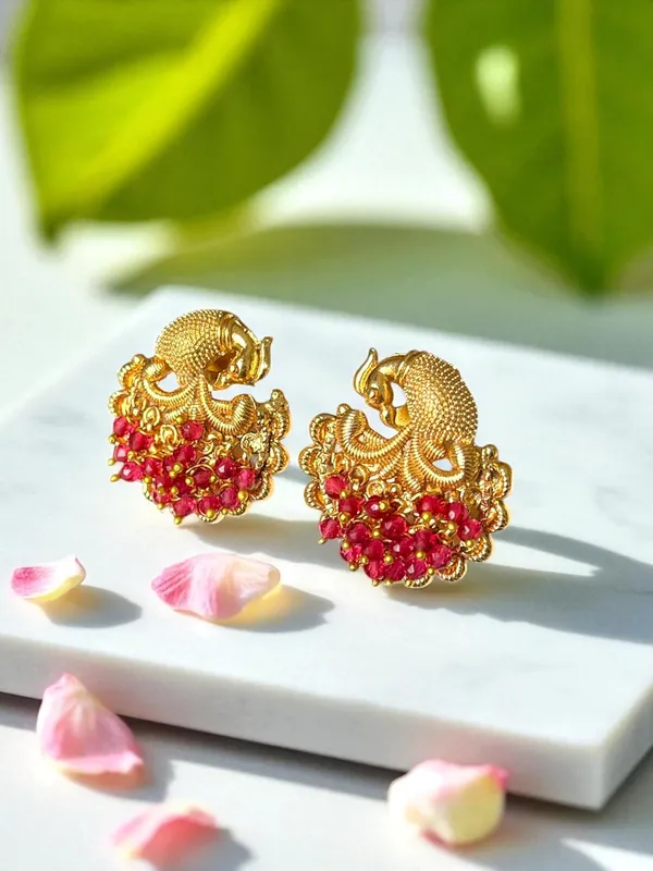 Multicolour__Traditional_Temple_Design_Gold-Plated_Pearl_Drop_Earrings_for_Women