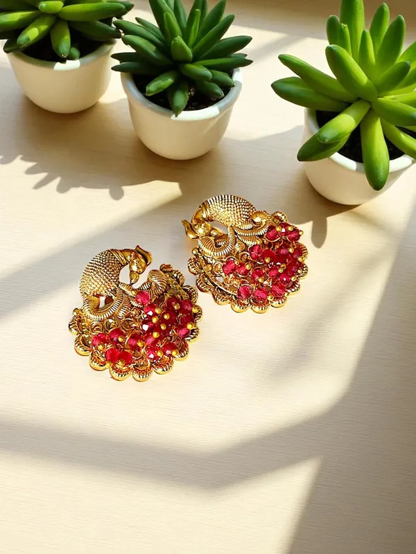Multicolour__Traditional_Temple_Design_Gold-Plated_Pearl_Drop_Earrings_for_Women
