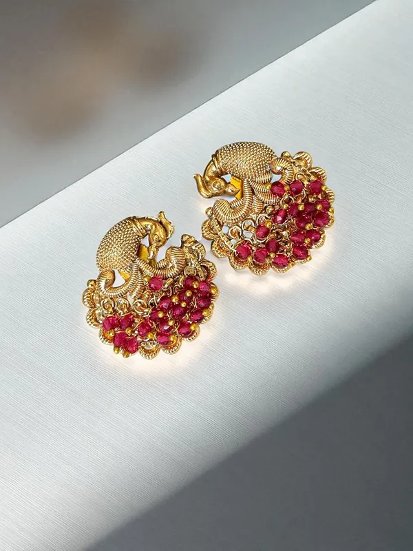 Multicolour__Traditional_Temple_Design_Gold-Plated_Pearl_Drop_Earrings_for_Women