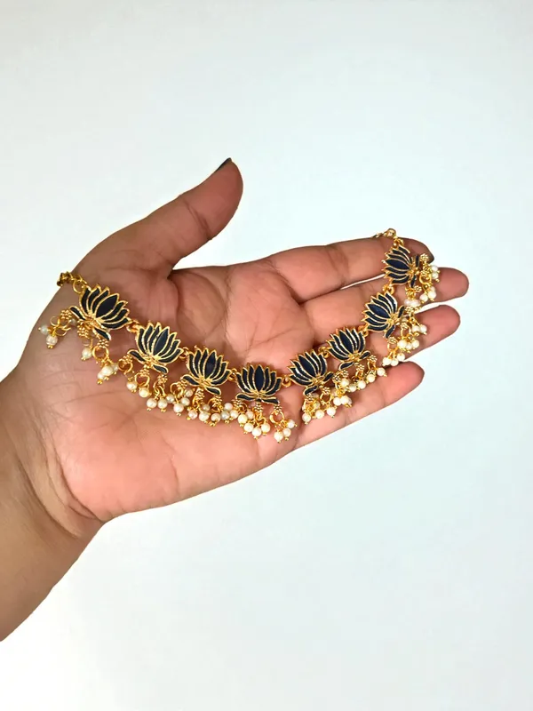 Blue_Lotus_Design_Traditional_Necklace_Set_For_Women