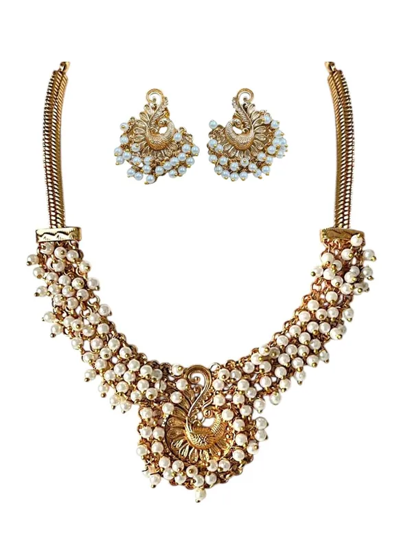 Multicolour_Traditional_Gold_Plated_Peacock_Pearl_Necklace_Set_For_Women