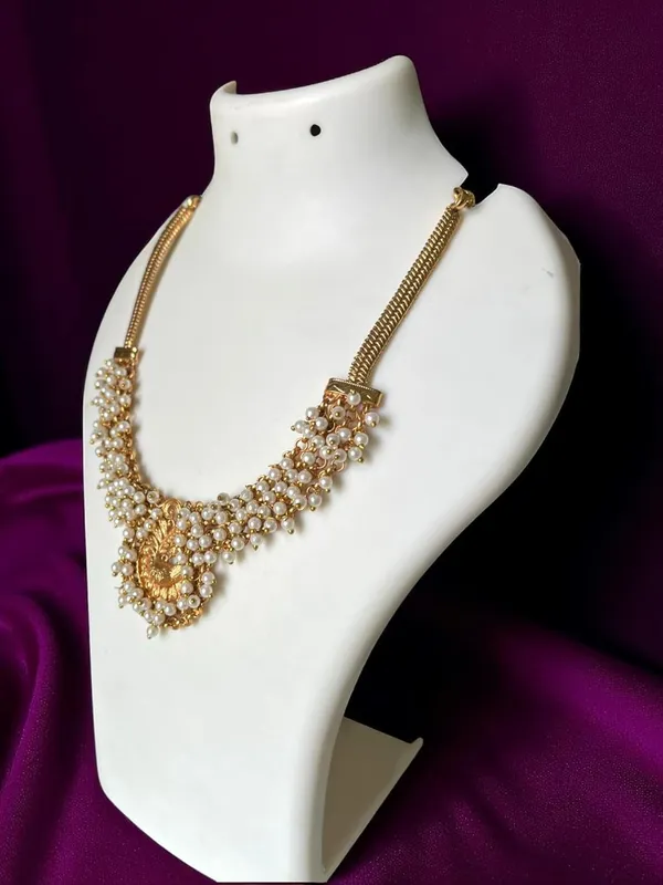 Multicolour_Traditional_Gold_Plated_Peacock_Pearl_Necklace_Set_For_Women