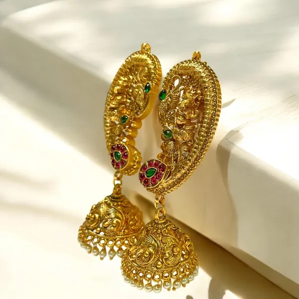 Multicolour__Traditional_Gold-Plated_Ear_Cuff_Jhumki_Earrings_for_Women