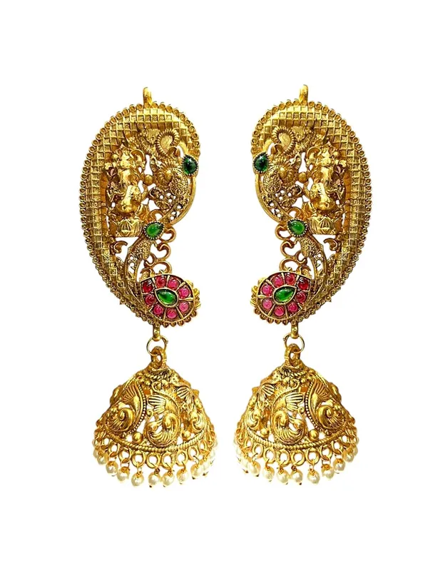 Multicolour__Traditional_Gold-Plated_Ear_Cuff_Jhumki_Earrings_for_Women