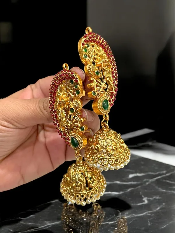 Multicolour__Traditional_Gold-Plated_Ear_Cuff_Jhumki_Earrings_for_Women