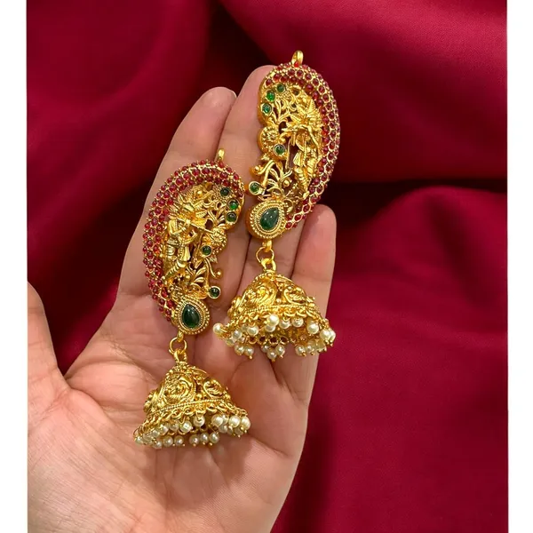 Multicolour__Traditional_Gold-Plated_Ear_Cuff_Jhumki_Earrings_for_Women