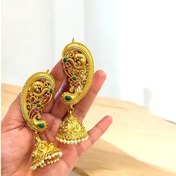 Multicolour_Traditional_Gold_Plated_Ear_Cuff_Jhumki_Earrings_For_Women