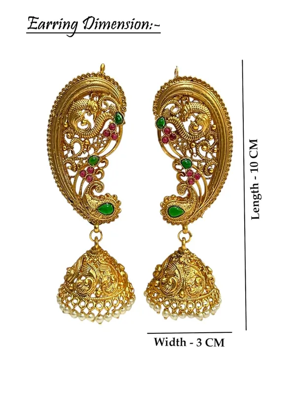Multicolour_Traditional_Gold_Plated_Ear_Cuff_Jhumki_Earrings_For_Women