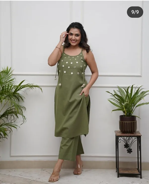 Green_Cotton_Sleeveless_Kurti_Palazzo_Set_For_Women