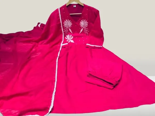Pink_Cotton_Kurti_Pant_Dupatta_Set_For_Women