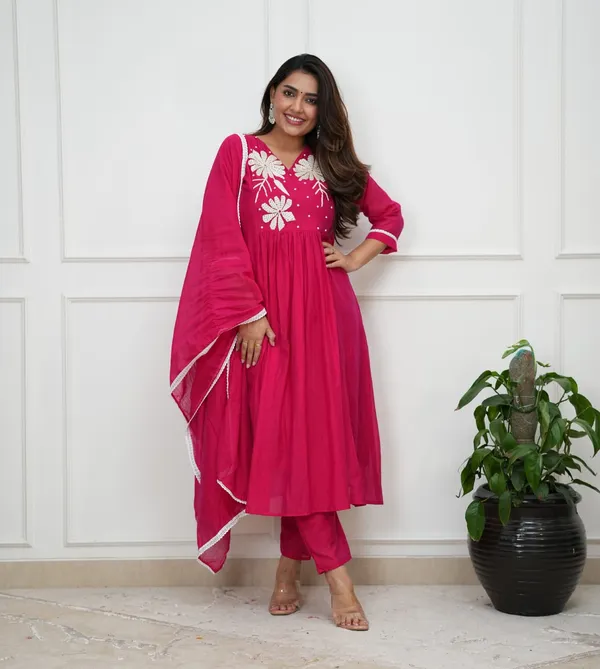Pink_Cotton_Kurti_Pant_Dupatta_Set_For_Women