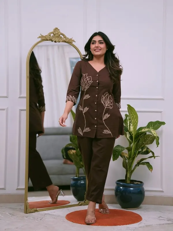 Brown_Cotton_Co-Ord_Set_For_Women