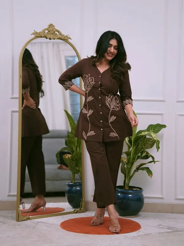 Brown_Cotton_Co-Ord_Set_For_Women