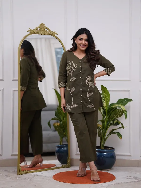 Mehandi_Green_Cotton_Co-Ord_Set_For_Women