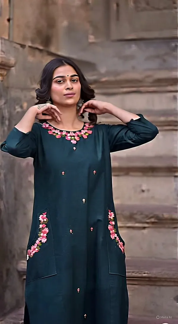 Dark_Till_Blue_Cotton_Kurti_Palazzo_Set_For_Women