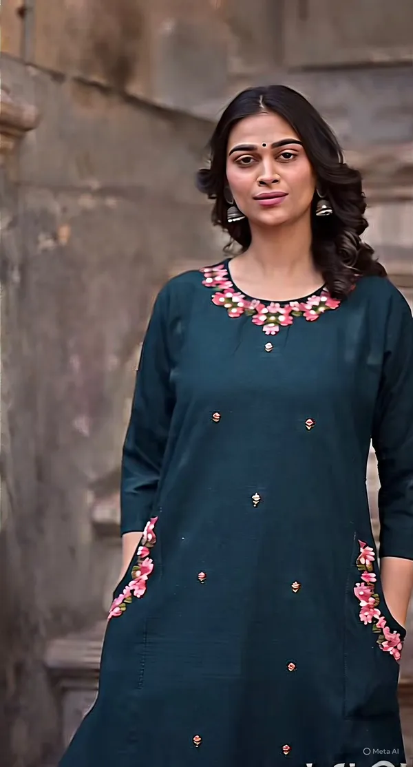 Dark_Till_Blue_Cotton_Kurti_Palazzo_Set_For_Women