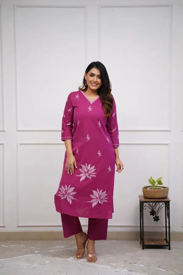 Pink_Cotton_Kurti_Pant_Set_For_Women