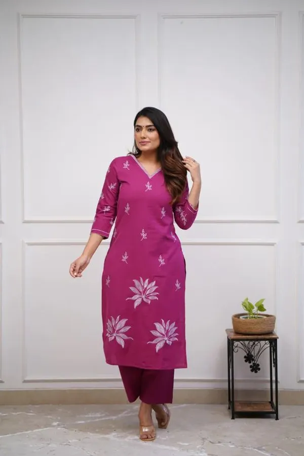 Pink_Cotton_Kurti_Pant_Set_For_Women