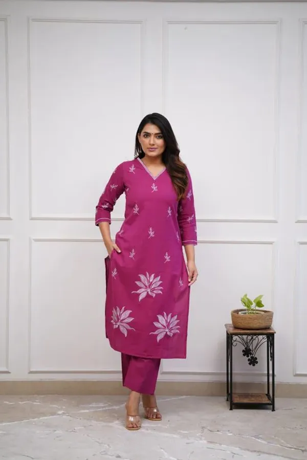 Pink_Cotton_Kurti_Pant_Set_For_Women