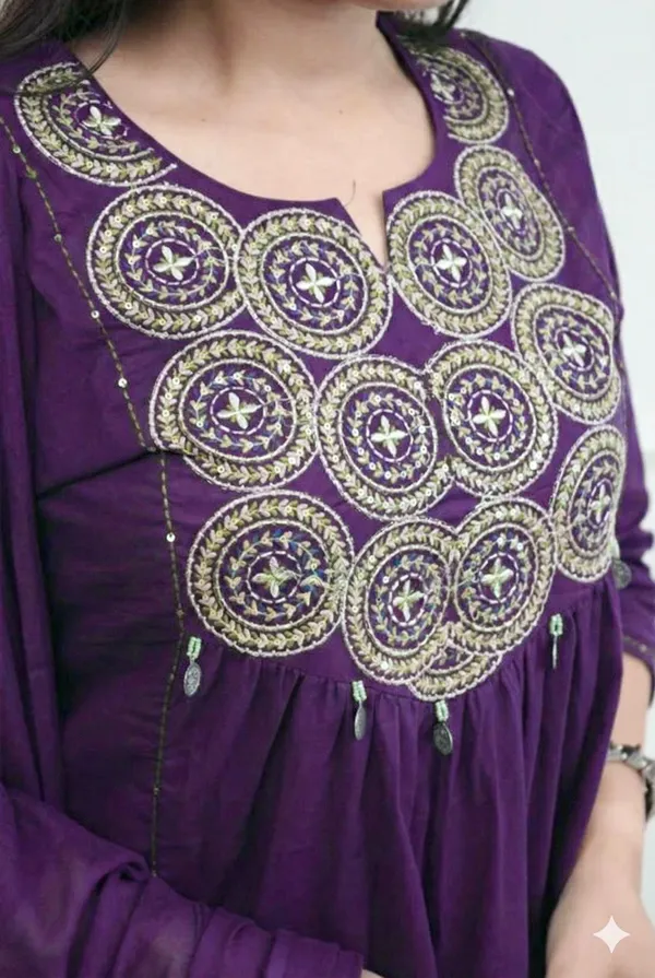 Purple_Cotton_Kurti_Pant_Dupatta_Set_For_Women
