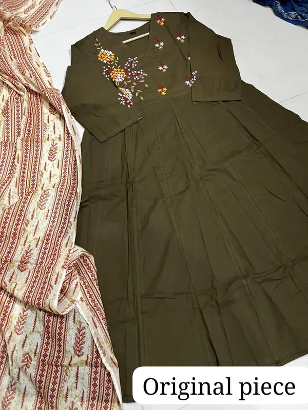 Green_Cotton_Anarkali_Kurti_Palazzo_Dupatta_Set_For_Women