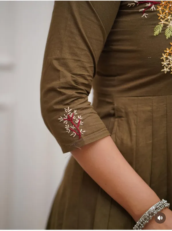 Green_Cotton_Anarkali_Kurti_Palazzo_Dupatta_Set_For_Women