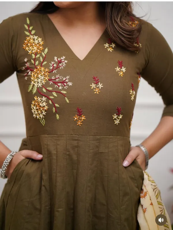 Green_Cotton_Anarkali_Kurti_Palazzo_Dupatta_Set_For_Women