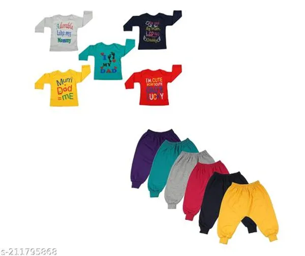 Multicolour_Combo_Of_6_Track_Pants_With_Rib_5_Mom_Dad_Quotes_Colored_Tees_For_Boys_And_Girls