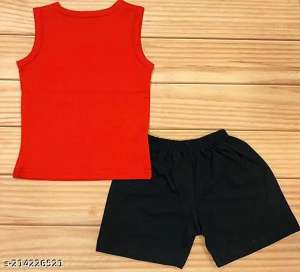 Multicolour_100%_Cotton_Sleeveless_T_Shirt_And_Short_Clothing_Set_For_Boys_And_Girls