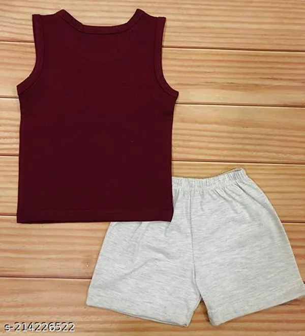 Multicolour_100%_Cotton_Sleeveless_T_Shirt_And_Short_Clothing_Set_For_Boys_And_Girls