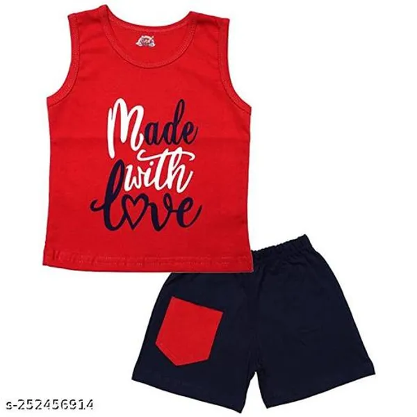 Multicolour_100%_Cotton_Sleeveless_T_Shirt_And_Short_Clothing_Set_For_Boys_And_Girls
