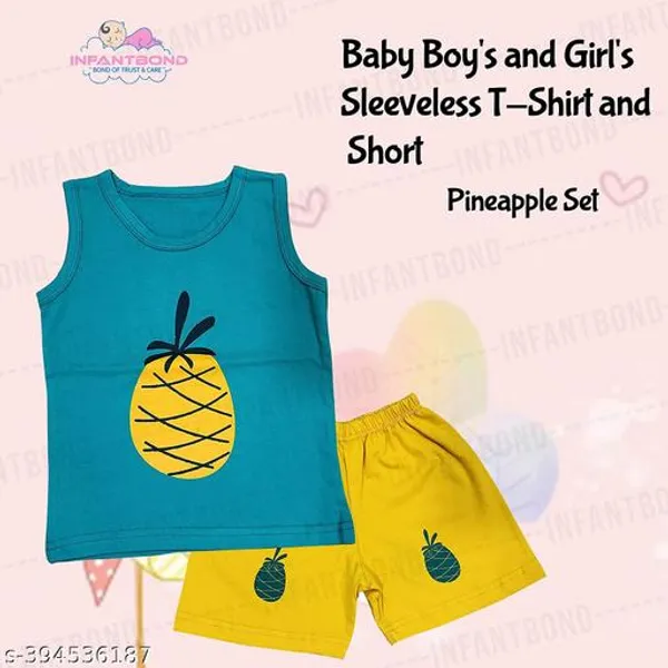 Multicolour_100%_Cotton_Sleeveless_T_Shirt_And_Short_Clothing_Sets_For_Boys_And_Girls