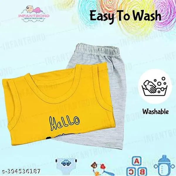 Multicolour_100%_Cotton_Sleeveless_T_Shirt_And_Short_Clothing_Sets_For_Boys_And_Girls