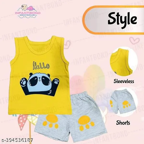 Multicolour_100%_Cotton_Sleeveless_T_Shirt_And_Short_Clothing_Sets_For_Boys_And_Girls