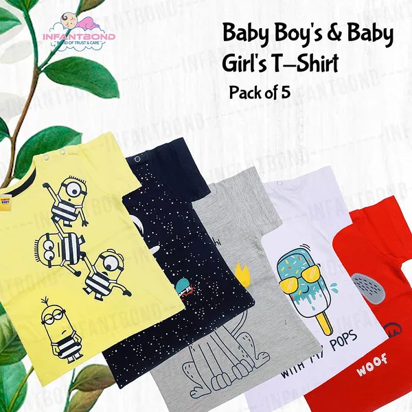 Multicolour_Half_Sleeves_T_Shirt_Pack_Of_5_For_Boys_And_Girls