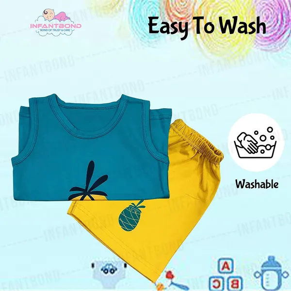 Green_And_Yellow_100%_Cotton_Sleeveless_T_Shirt_And_Short_Clothing_Set_12_18_Months_Pineapple_Set_For_Boys_And_Girls