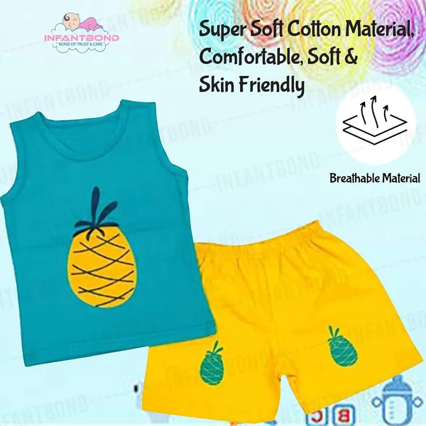 Green_And_Yellow_100%_Cotton_Sleeveless_T_Shirt_And_Short_Clothing_Set_12_18_Months_Pineapple_Set_For_Boys_And_Girls