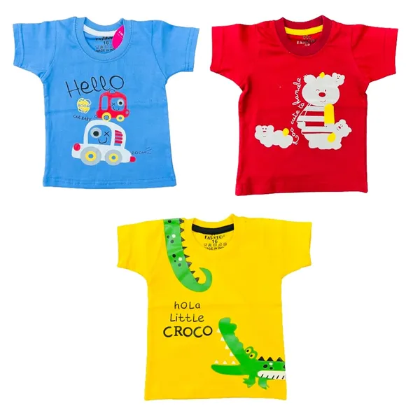 Multicolour_100%_Cotton_Half_Sleeves_T_ShirtPack_Of_3_For_Boys_And_Girls