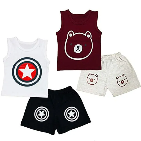Multicolour_100%_Cotton_Cut_Sleeve_T_Shirt_And_Short_Combo_Clothing_SetCombo_Of_2_For_Boys_And_Girls